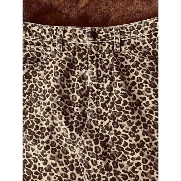 Free People We The Free Women’s 25 Denim Mini Skirt Bailey Cheetah Print Raw Hem - Picture 2 of 7